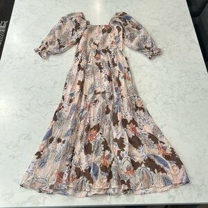 Fate Women's Long Dress - Pink and Brown Floral